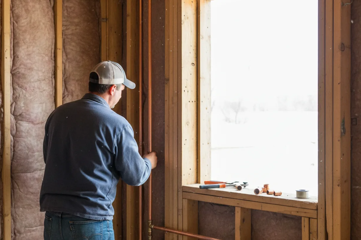 Licensed plumber running new copper supply lines in a Cassville home