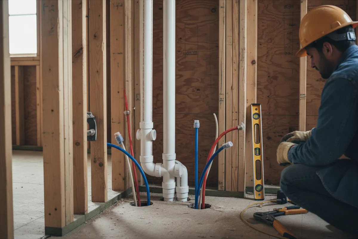 Drain and supply rough-in during Leak Detection in Cassville